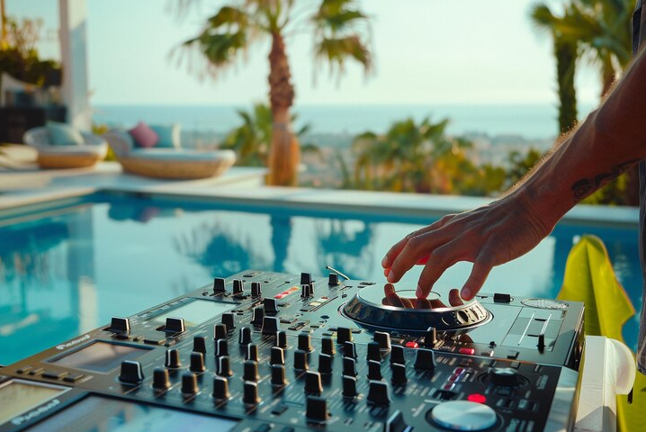 DJ mixer poolside